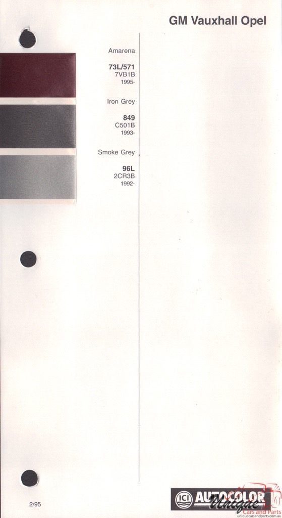 1993 - 1994 Vauxhall Paint Charts Autocolor 3